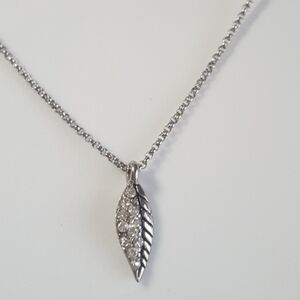Lia Sophia Women's "Frond" 16-19" Pendant Necklace Crystals Rhodium Anti-Tarnish